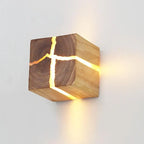 Split Wood Wall Lamp Bedroom Bed Head Square — product photo 5 of 6