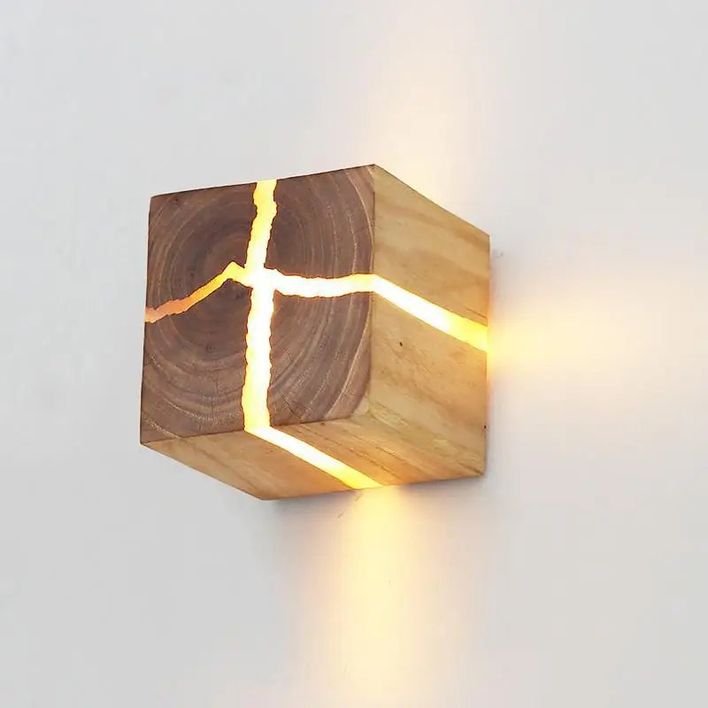Split Wood Wall Lamp Bedroom Bed Head Square — product photo 5 of 6