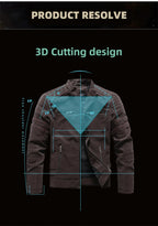 Men's Frosted Retro Embroidery Zipper Leather Jacket — product photo 6 of 6