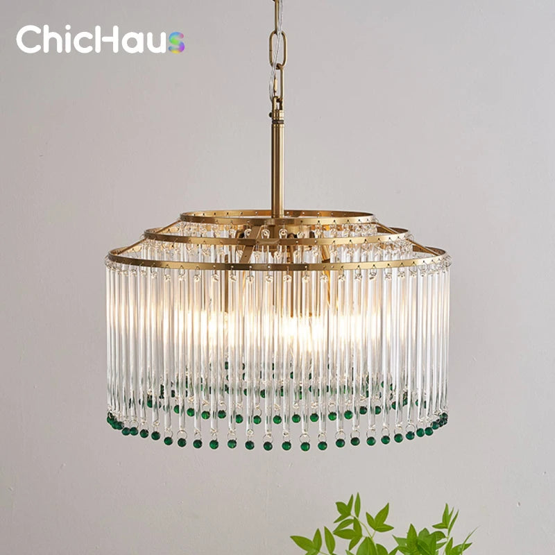 Luxury Crystal Chandelier 6-Bulb Golden Pendant Light — main product photo