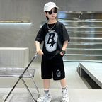 Summer Teenager Boys Clothing Set Cotton Letter Short — product photo 4 of 6