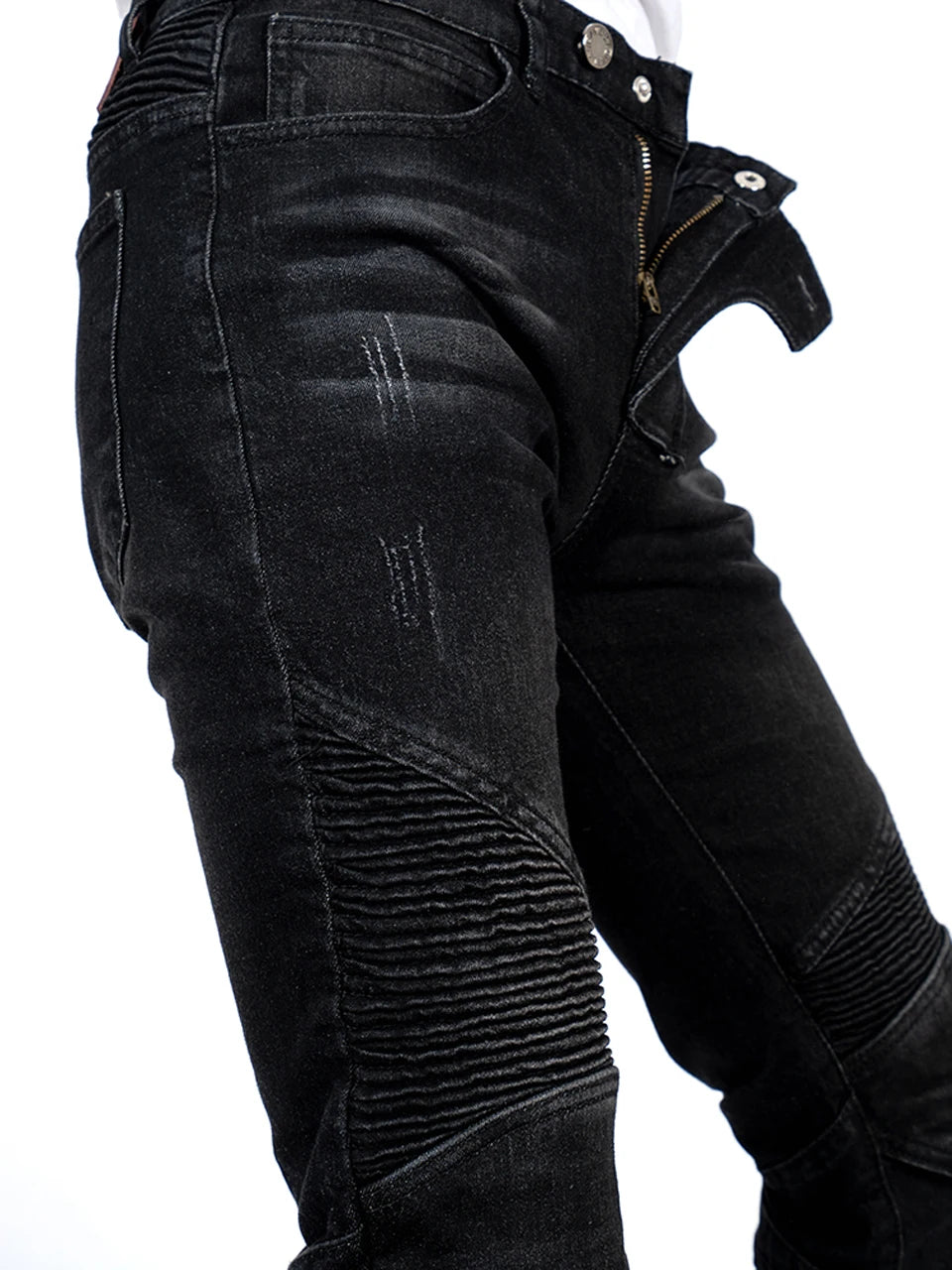 Men black motorcycle jeans offroad riding pants motorbike — product photo 3 of 3