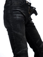 Men black motorcycle jeans offroad riding pants motorbike — product photo 3 of 3