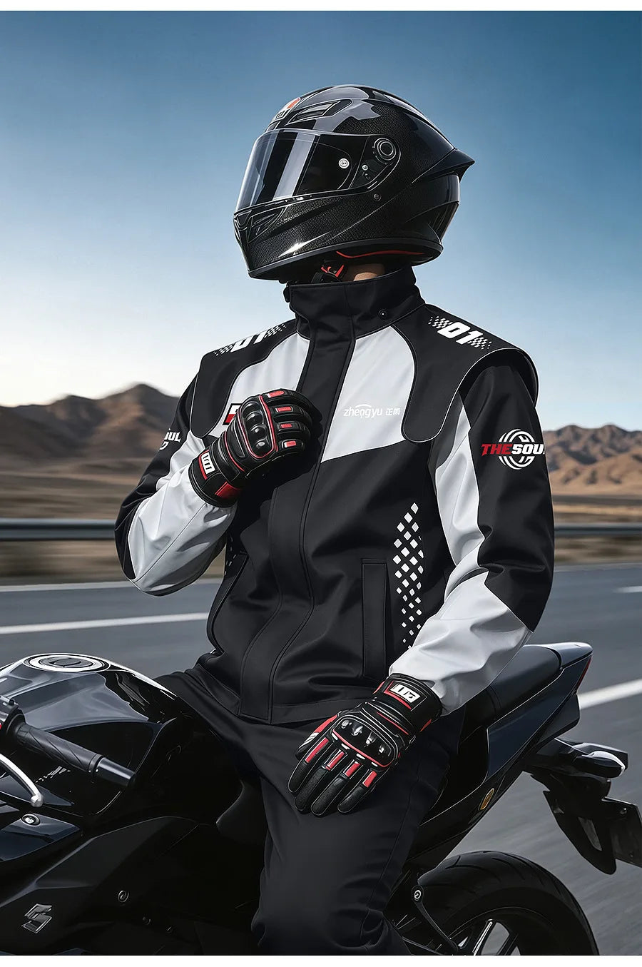 Men Women Split Motorcycle Rain Suit Extra Long — product photo 4 of 5