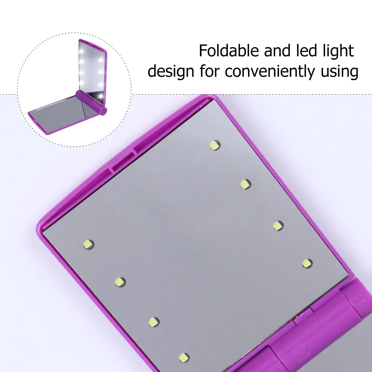 Premium Foldable LED Makeup Mirror Portable Compact Square — product photo 6 of 6
