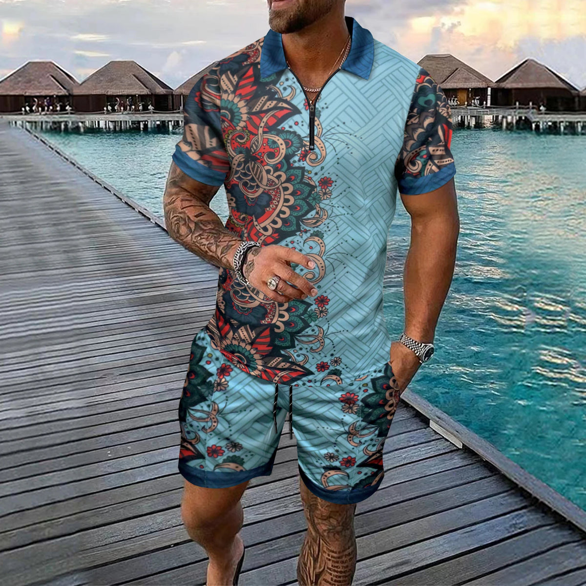 Summer Men's Loose Fashion Print Casual Mixed Short-sleeved — product photo 2 of 6