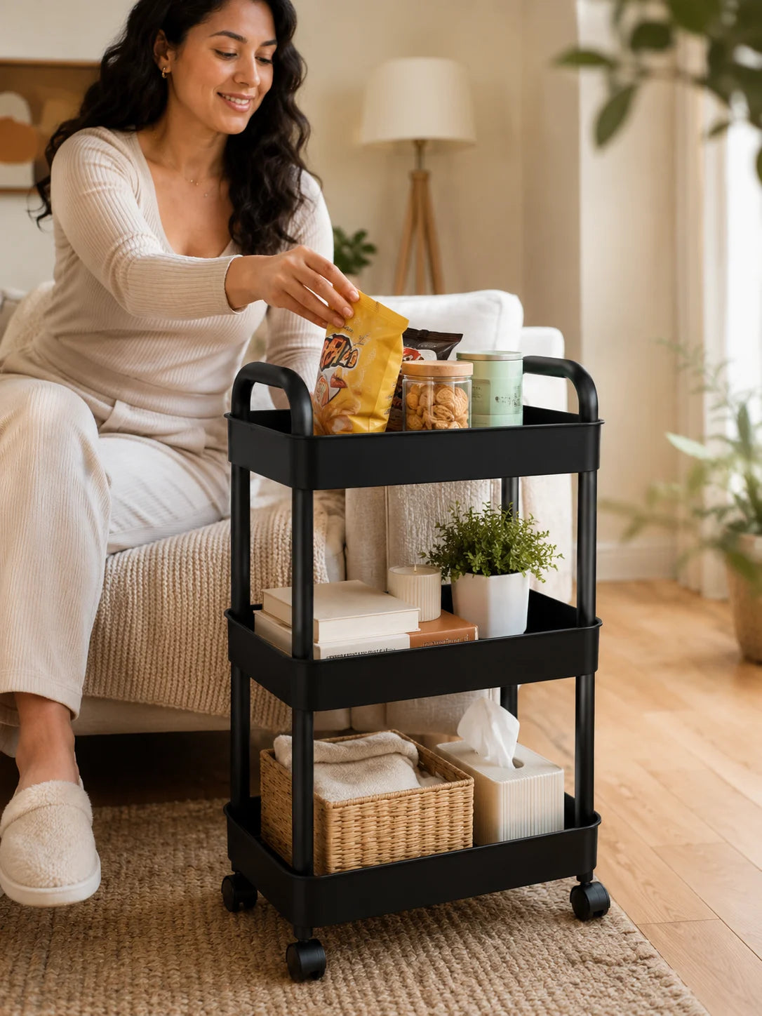 3 Tier Rolling Utility Cart with Wheels for — product photo 3 of 6