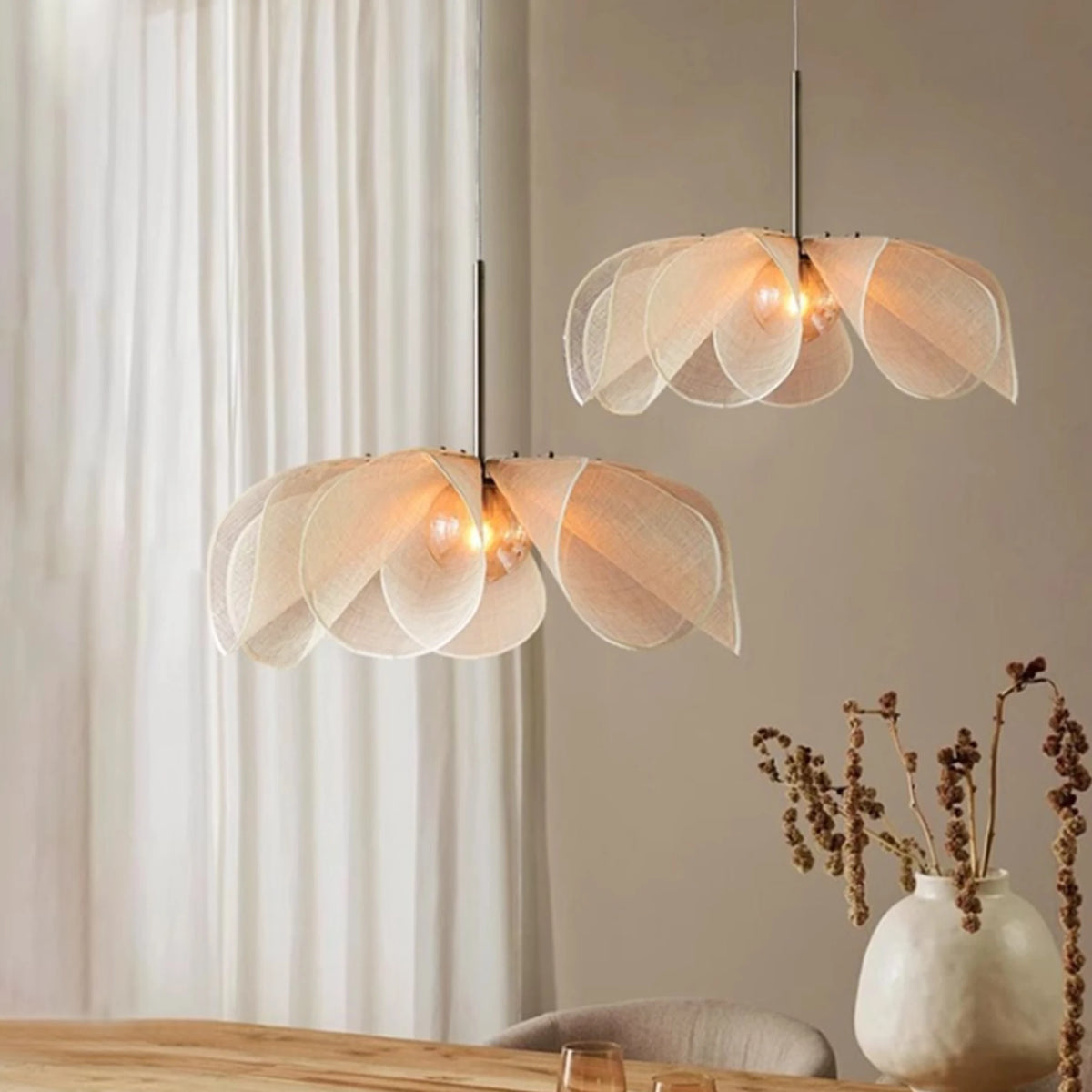 Wabi Sabi Fabric Pendant Light Adjustable Cord Ceiling — main product photo