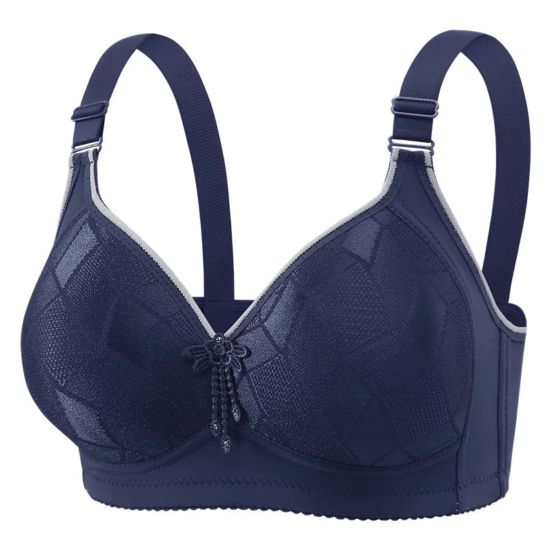 Smooth Plus-size Geometric Pattern Wireless Ladies' Solid Jacquard — product photo 5 of 6