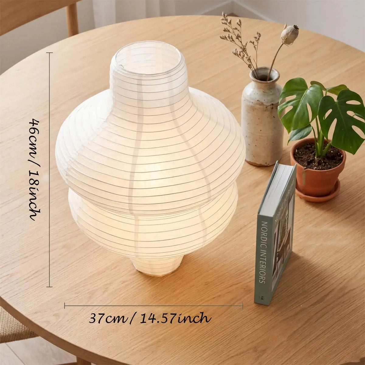 2Pc Round Handmade Folded Rice Paper Lampshade Large — main product photo