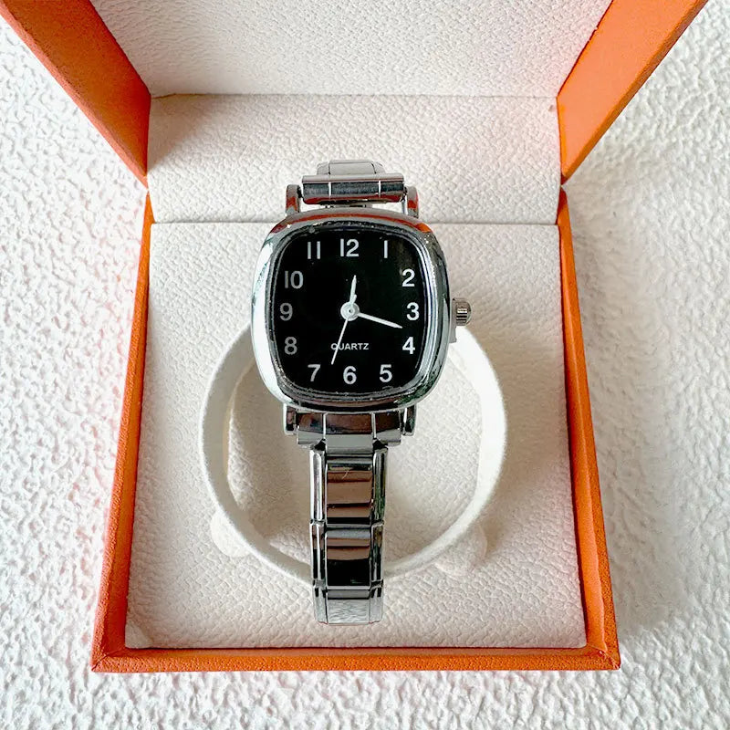 Unisex Elastic Stainless Steel Wristwatch Minimal Round Dial — product photo 4 of 6