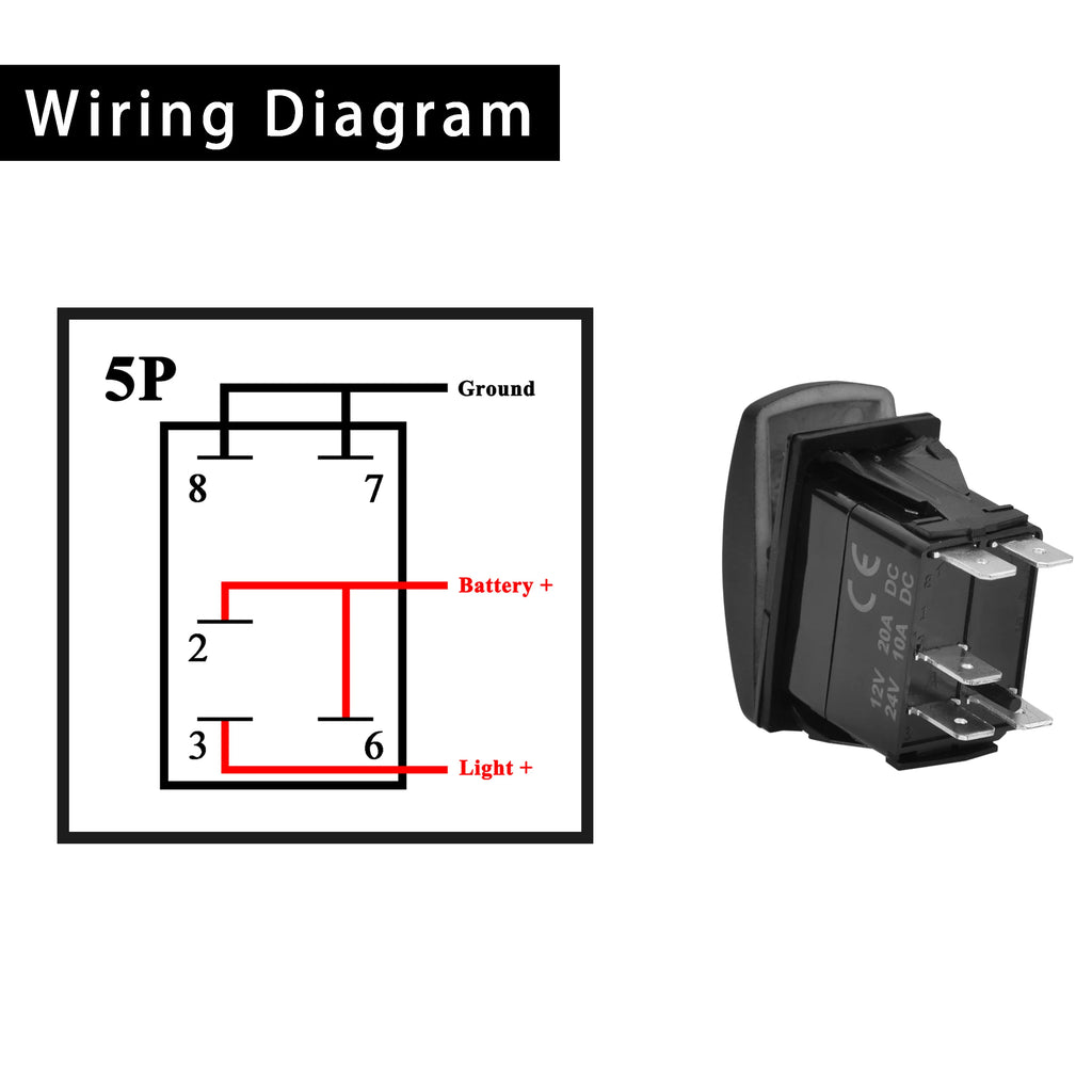 12v/24v Blue Led Compressor Rocker Switch SPST 5P — product photo 5 of 6