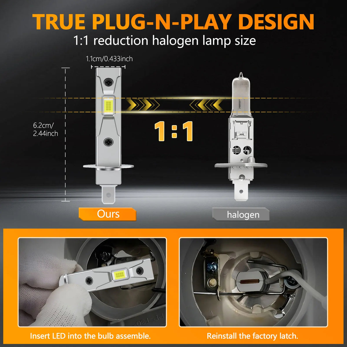 1pair/2pcs 18000LM 100W H1 LED Headlight Bulb Canbus — product photo 4 of 6