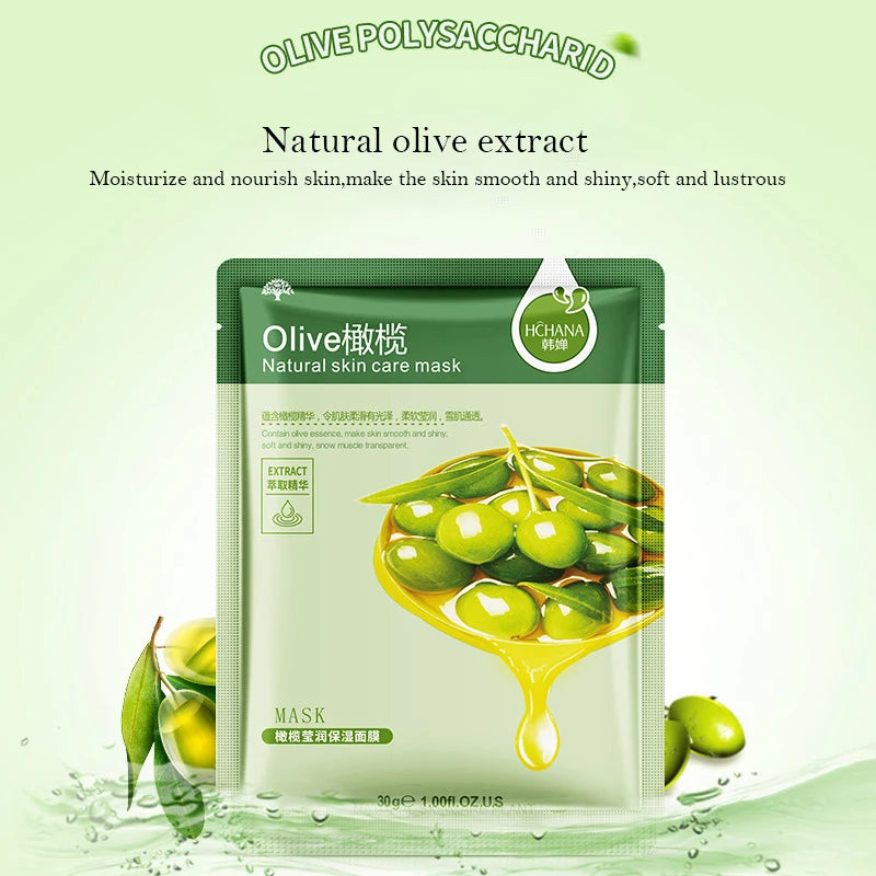 10pcs Natural Plant Facial Mask Moisturizing Oil Control