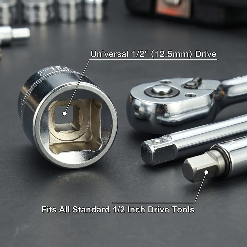 1/2" Hex Socket Set Cr-V Steel Mirror Polish — product photo 5 of 6