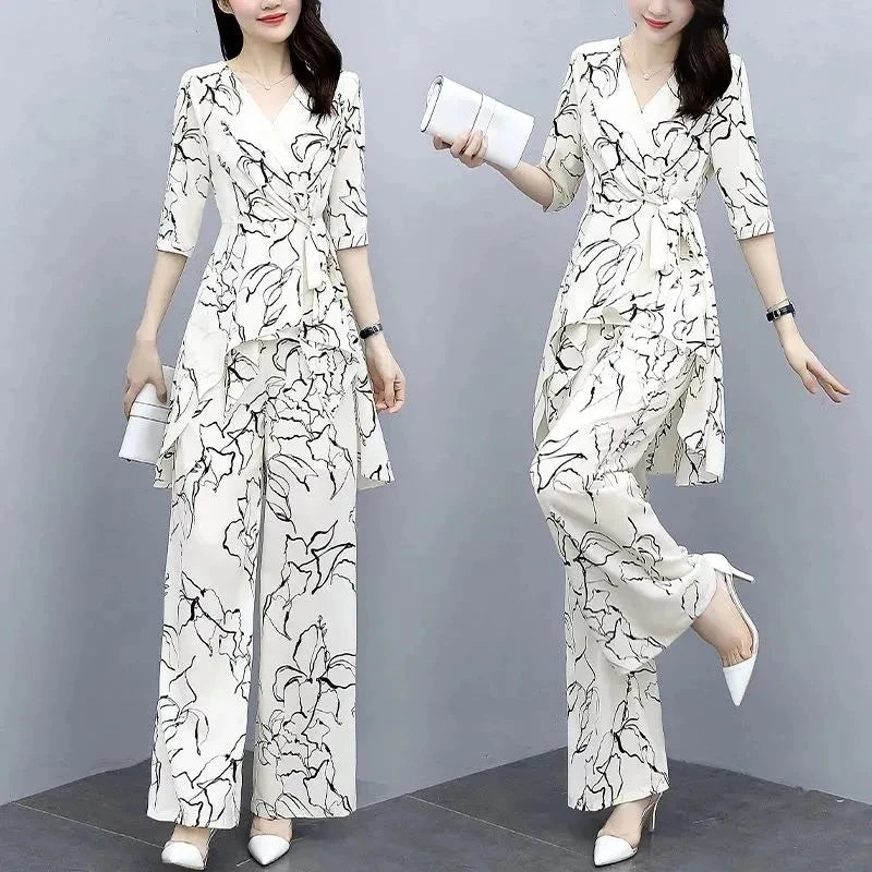 Elegant Print 2 Piece Set Women Outfits Summer — product photo 4 of 6