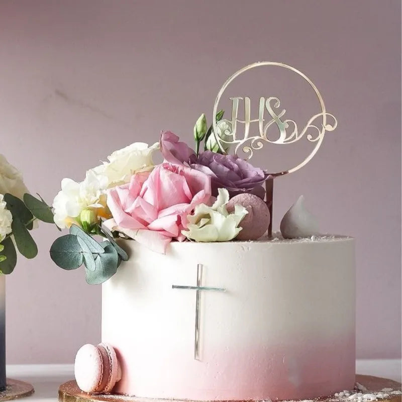 Ins Cross Christ Birthday Cake Topper Gold Acrylic — product photo 6 of 6
