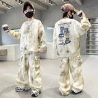 Autumn Winter Teenager Boys Tracksuit letter Graffiti sweatshirt — main product photo