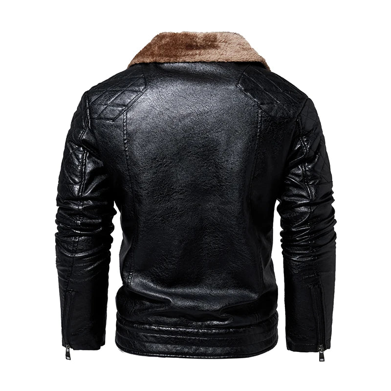 Men's Leather Jackets Autumn Casual Motorcycle PU Jacket — product photo 3 of 5