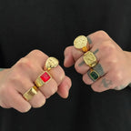 Ingemark 6Pcs/Set Retro Gold Color Signet Chunky Rings — product photo 2 of 6