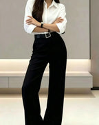 Women Black High Waist Wide Leg Suit Pants — product photo 3 of 5