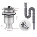Stainless Steel Basin Drain Connector With Overflow Mop — product photo 4 of 6