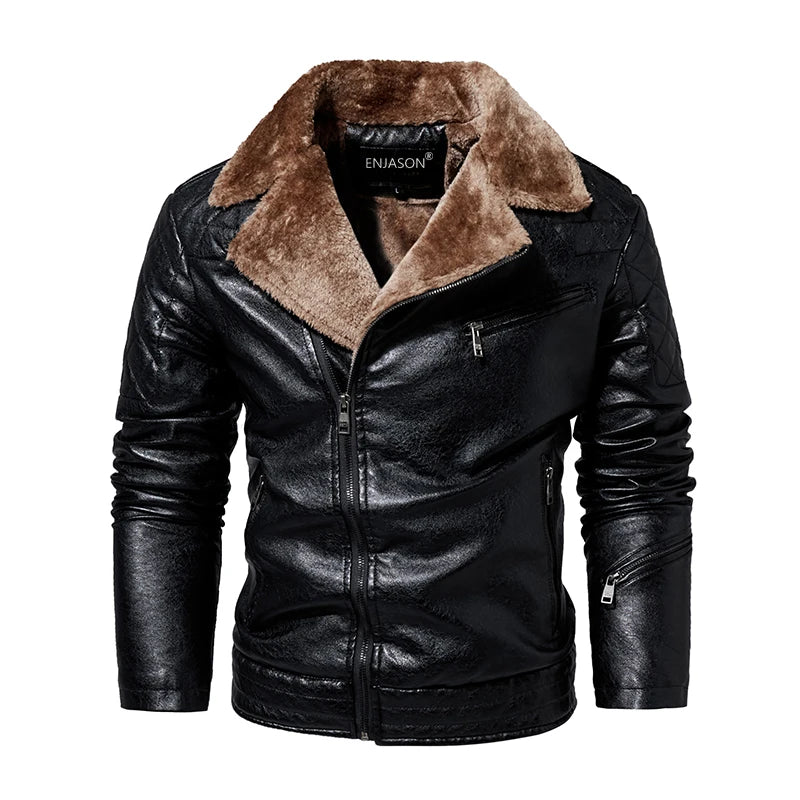Men's Leather Jackets Autumn Casual Motorcycle PU Jacket — product photo 2 of 5