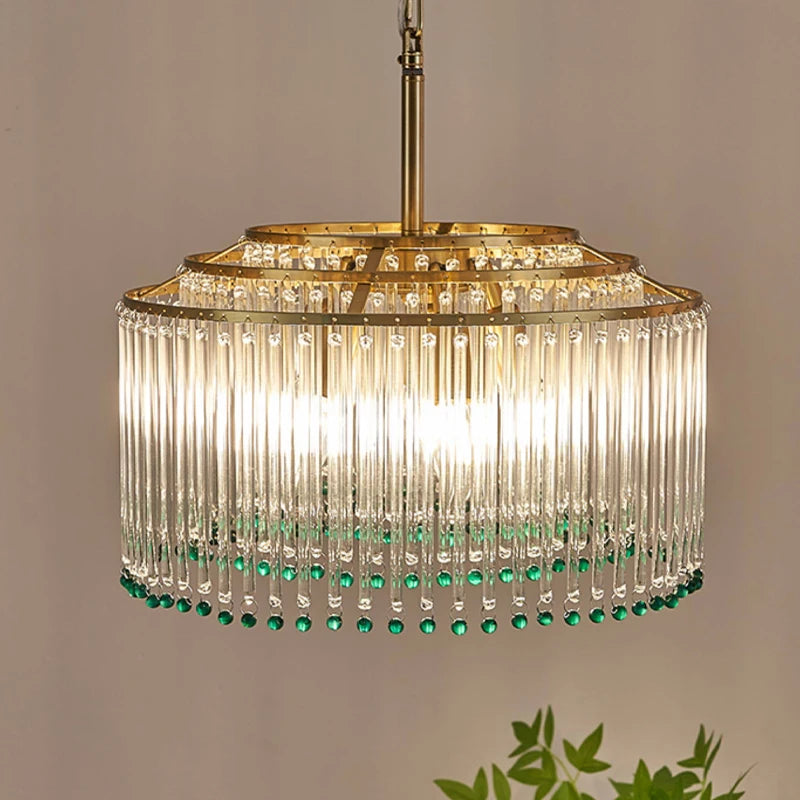 Luxury Crystal Chandelier 6-Bulb Golden Pendant Light — product photo 2 of 6