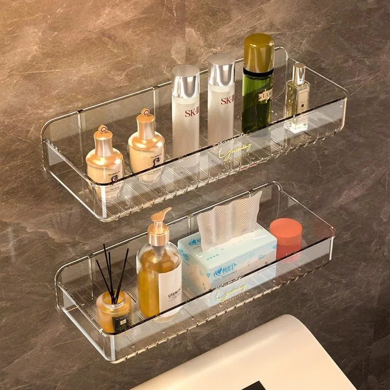 Bathroom White Shelf Rack Wall-mounted Washbasin No-punch Washroom — product photo 3 of 6