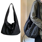 Women's Soft Black Nylon Shoulder Bag