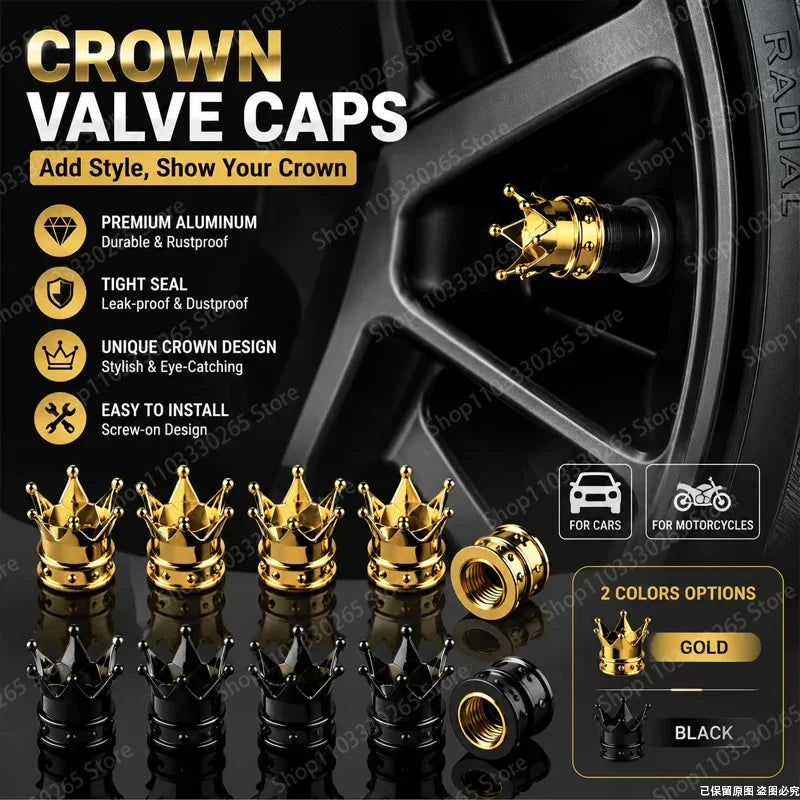 Crown Style Car Tire Valve Caps — main product photo