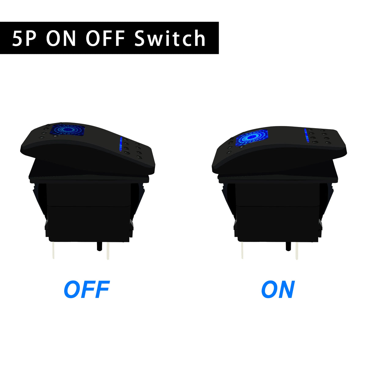 12v/24v Blue Led Compressor Rocker Switch SPST 5P — product photo 3 of 6