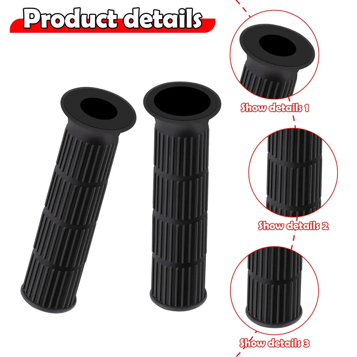Durable Black Motorbike Handlebar Grips Anti Slip Parts — product photo 5 of 6