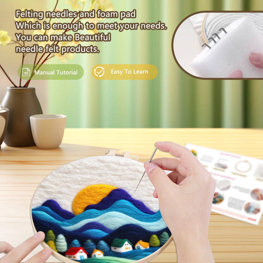 RUOPOTY Wool Felt Painting Handicraft Blue Hill Art — product photo 3 of 5