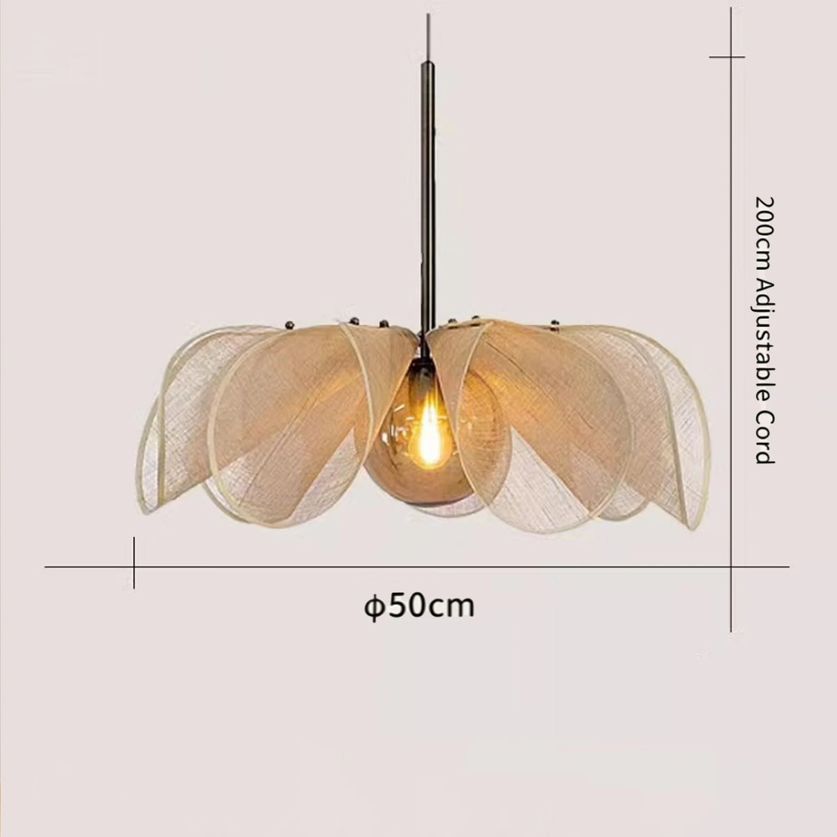 Wabi Sabi Fabric Pendant Light Adjustable Cord Ceiling — product photo 6 of 6