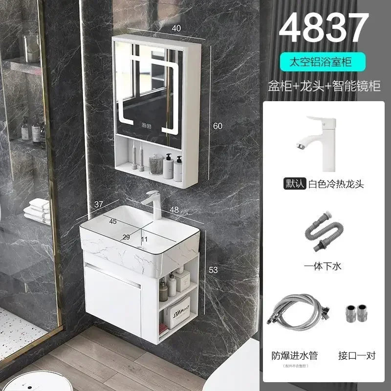 Minimalist Mini Bathroom Cabinet with Side Storage Ceramic — product photo 6 of 6