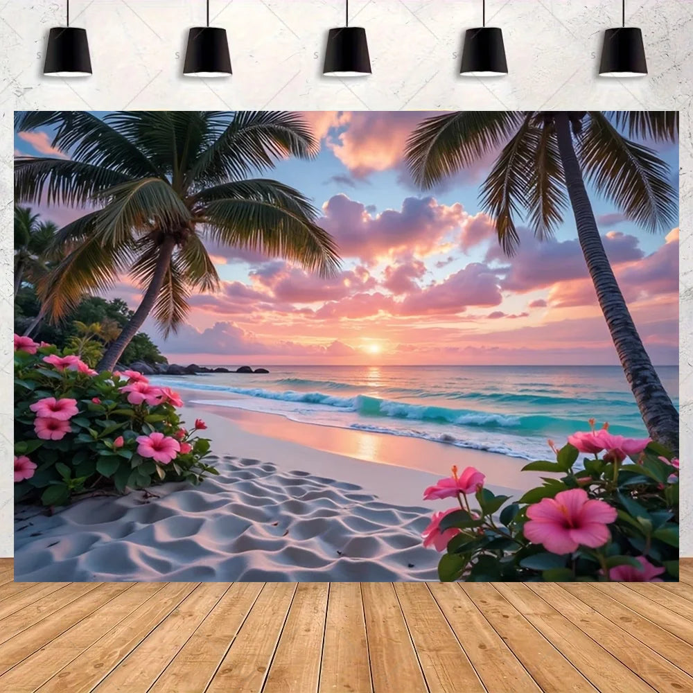 Summer Hawaii Beach Theme Backdrop Vibrant Waves and — product photo 4 of 6