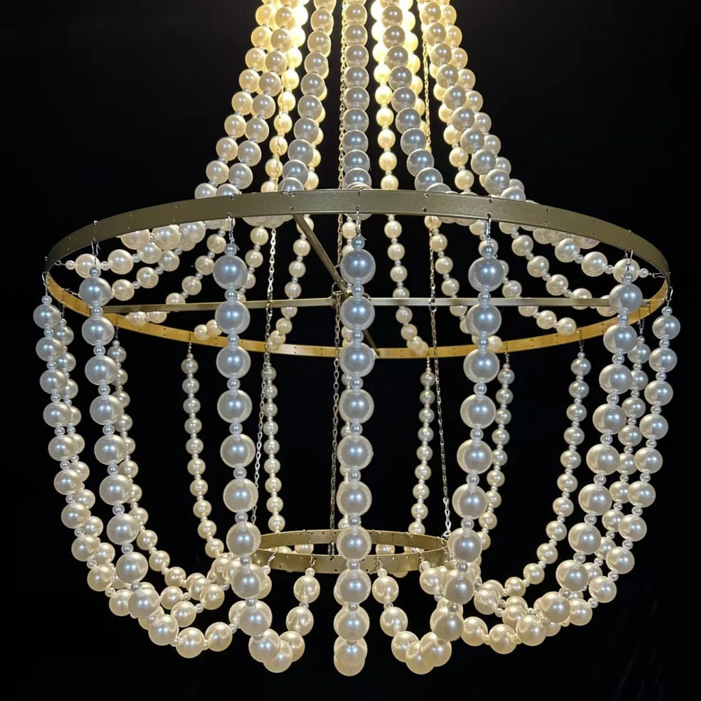 wedding hall European wrought iron pearl chandelier ceiling — product photo 2 of 5