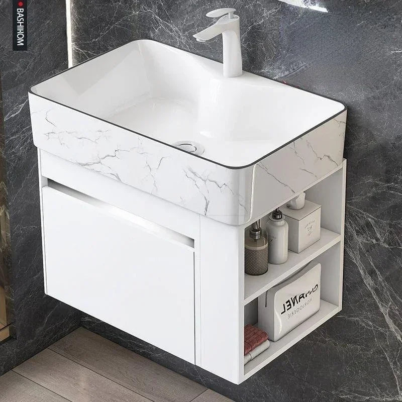 Minimalist Mini Bathroom Cabinet with Side Storage Ceramic — product photo 3 of 6