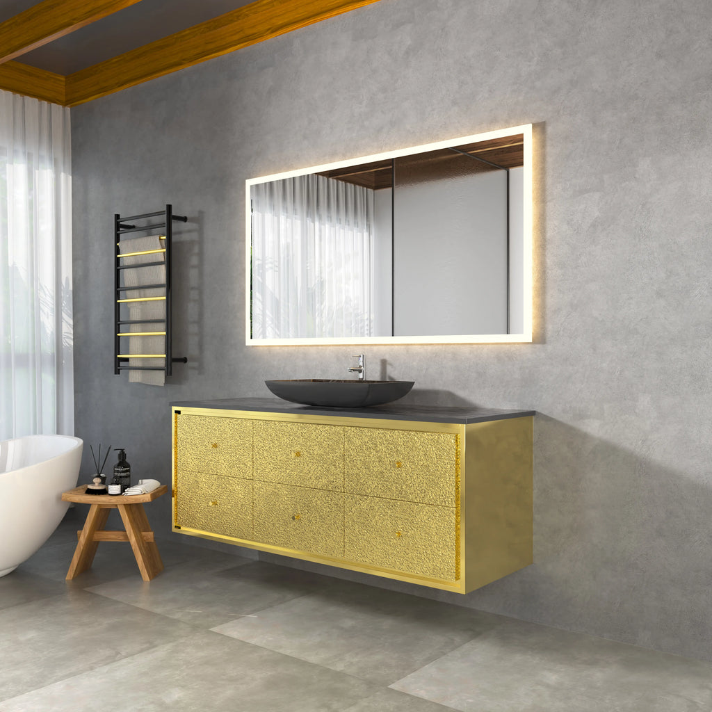 Double Sink Floating Bathroom Vanity Marble Hotel Bathroom — product photo 3 of 6