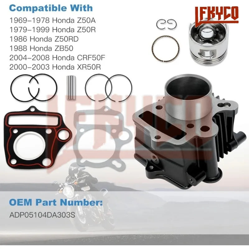 50CC Cylinder Kit for Honda Z50 XR50 CRF50 — product photo 2 of 6