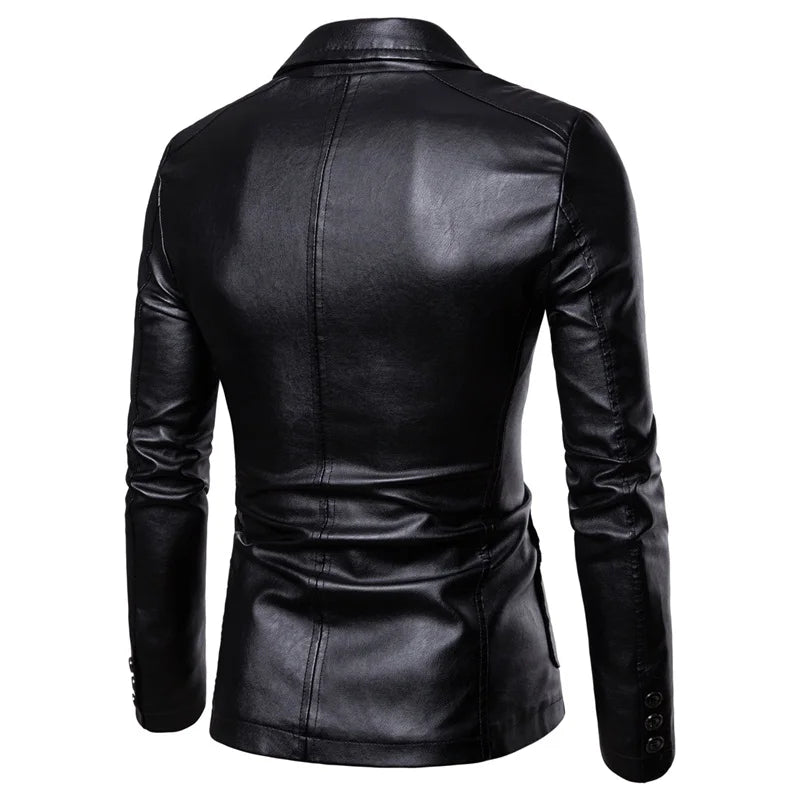 Men's Black PU Suit Jacket — product photo 2 of 5