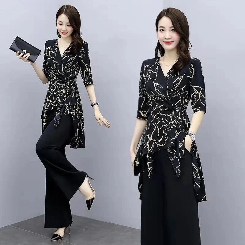 Elegant Print 2 Piece Set Women Outfits Summer — product photo 3 of 6