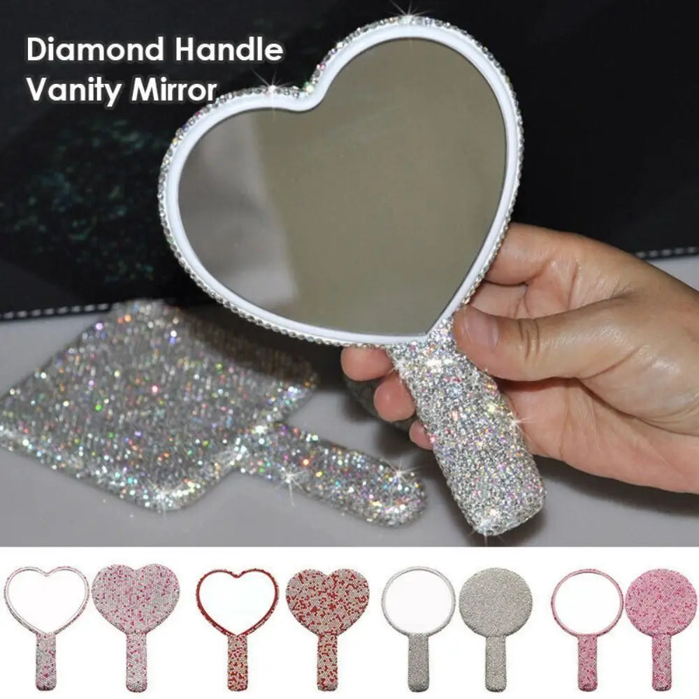 Cute Rhinestone Makeup Mirror Round Square Heart Shape — main product photo