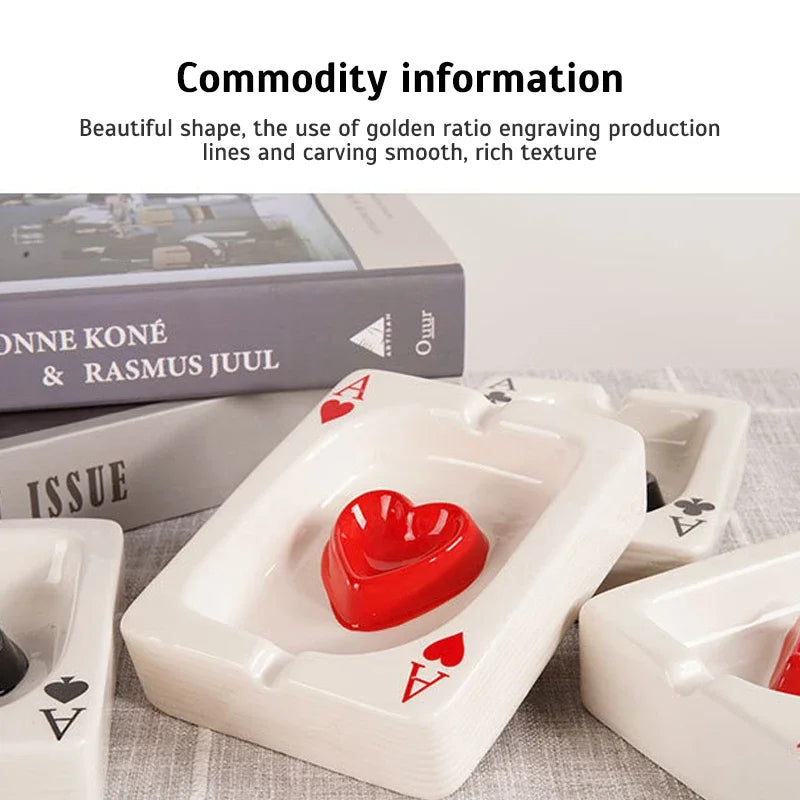 European Poker Ashtray Red Heart A Creative Porcelain — product photo 4 of 6