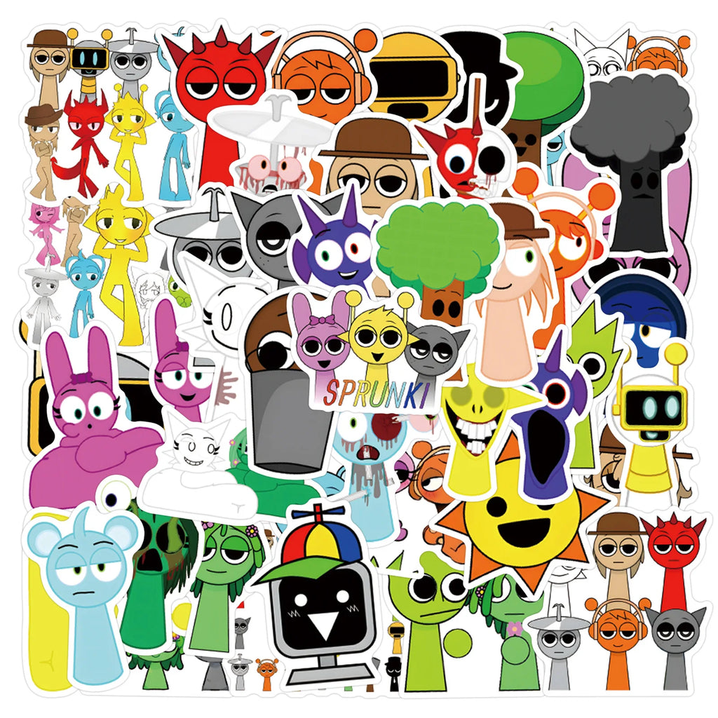 55Pcs Incredibox Sprunki Stickers Sprunki DIY Stickers Scrapbooking