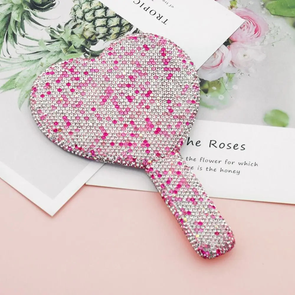 Cute Rhinestone Makeup Mirror Round Square Heart Shape — product photo 2 of 6