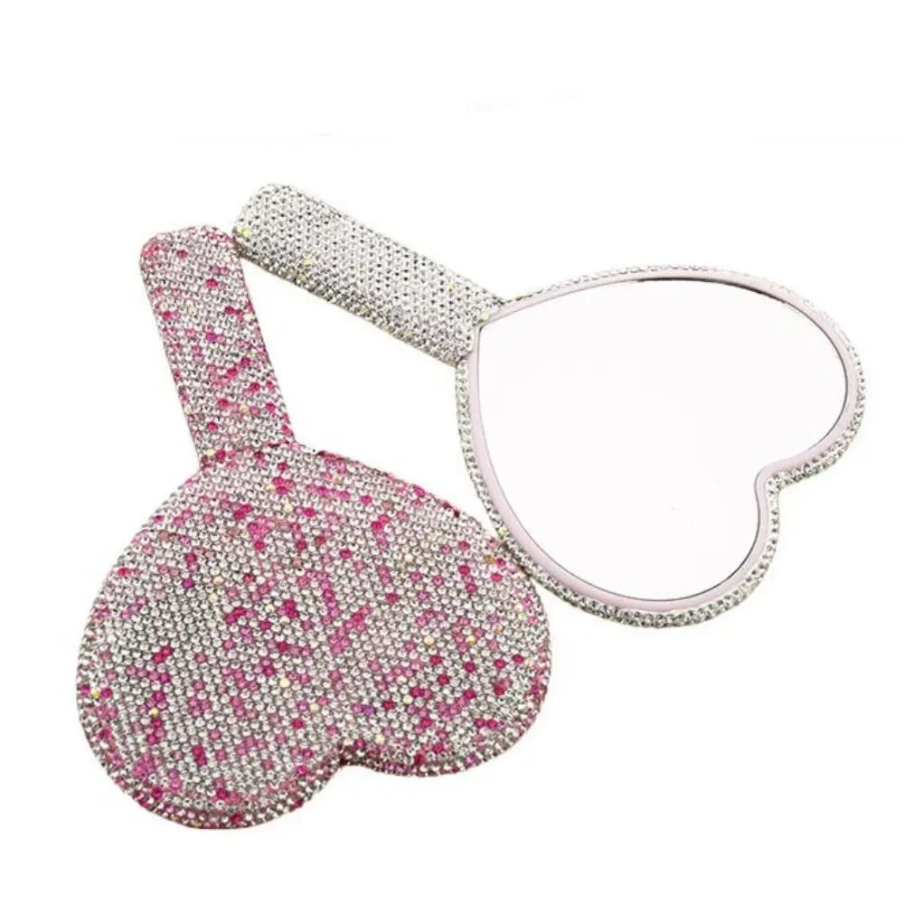 Cute Rhinestone Makeup Mirror Round Square Heart Shape — product photo 5 of 6