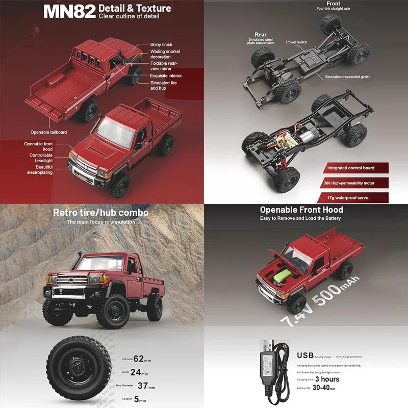 MN82 1: 12 Scale 4WD RC Pickup Truck 2.4G — product photo 2 of 6