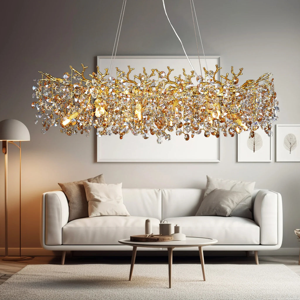 Chandelier With Crystals Lights Luxury Gold For Dining — main product photo